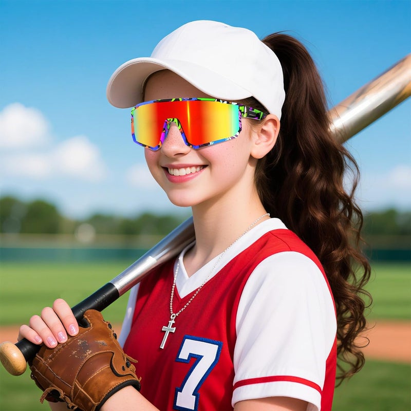 Derowern Youth Baseball Sunglasses, Kids Polarized Sports Sunglasses,UV400 Protection Glasses for Boys Girls Softball Cycling - Image 2